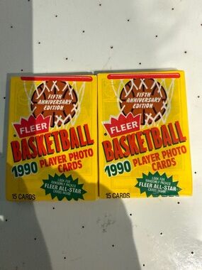 2pk 1990 sealed Fleer Basketball Player Photo Cards